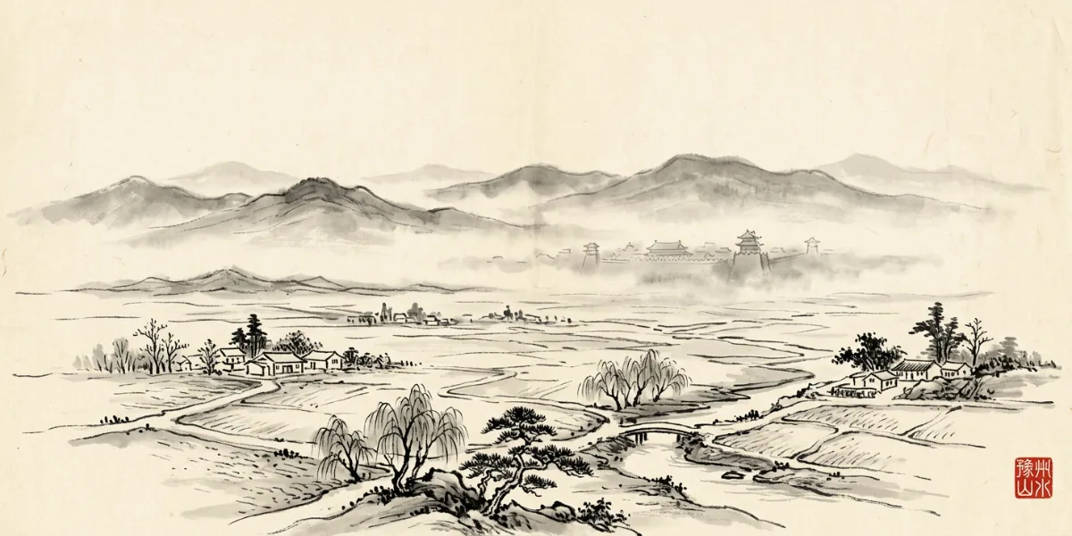 A wide, quiet plain in the mist — room between things